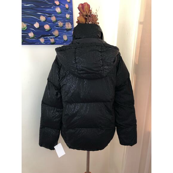 NWT BCBGeneration Hooded Midweight Puffer Jacket in Black/Leopard size XS - Picture 6 of 11